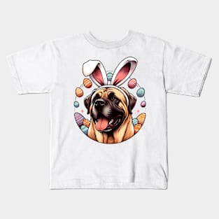 Boerboel Enjoys Easter Festivities with Bunny Ears Kids T-Shirt